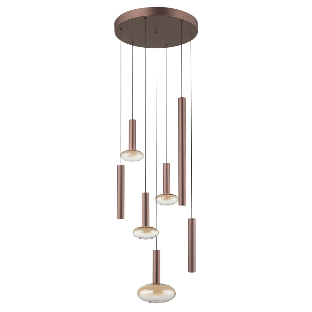 Lampe suspendue Veridian Ø 47 cm brun café avec verre ambré Brilliant 4004353476891