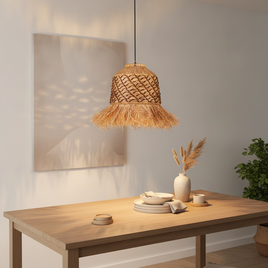 Lampe en paille Sorello Marron