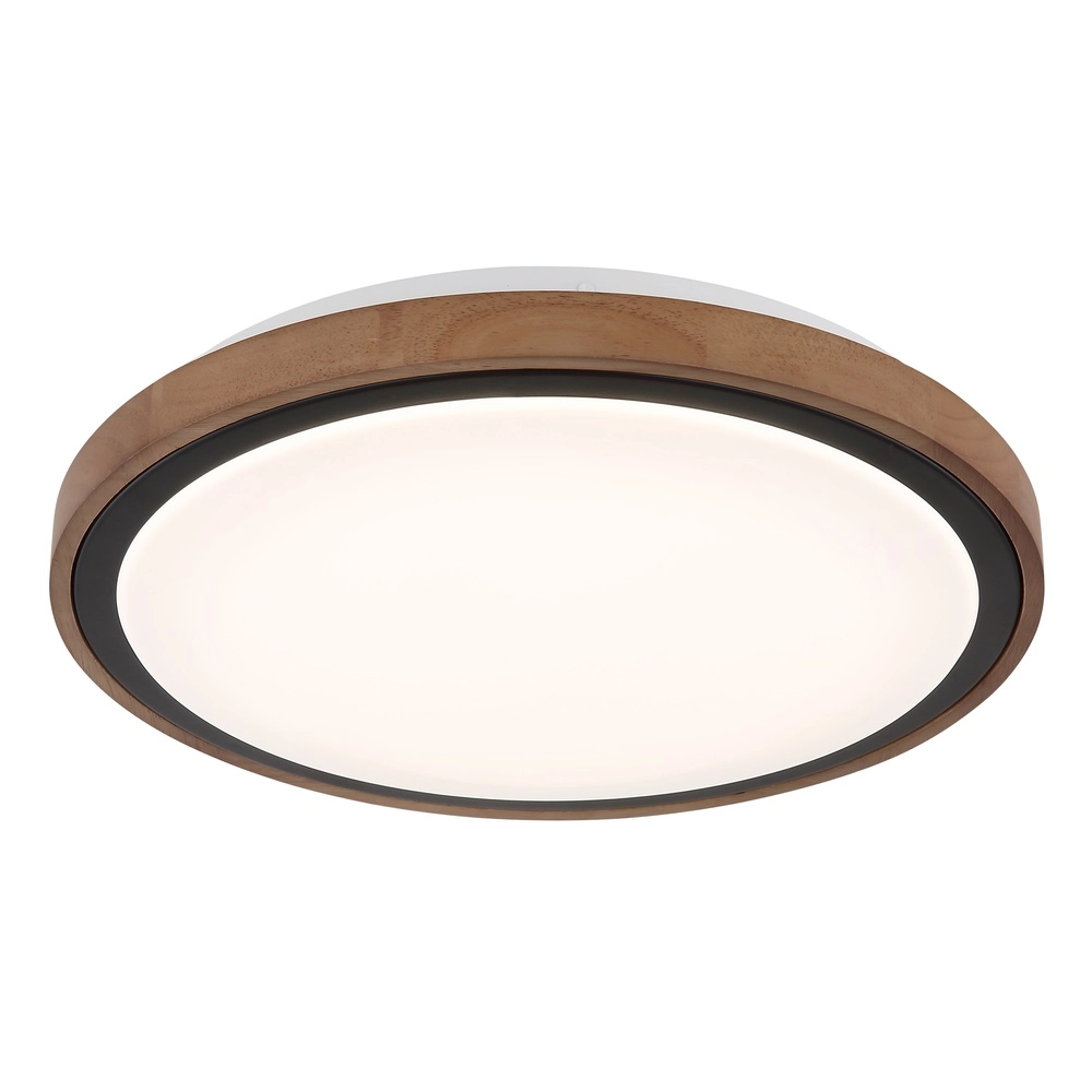 Lampe de plafond Bruno Ø 36 cm noir avec bois
