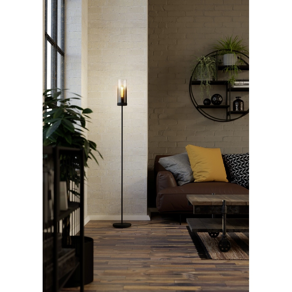 Lampe sur pied noire Toothill avec du verre fumé Eglo 9002759440046