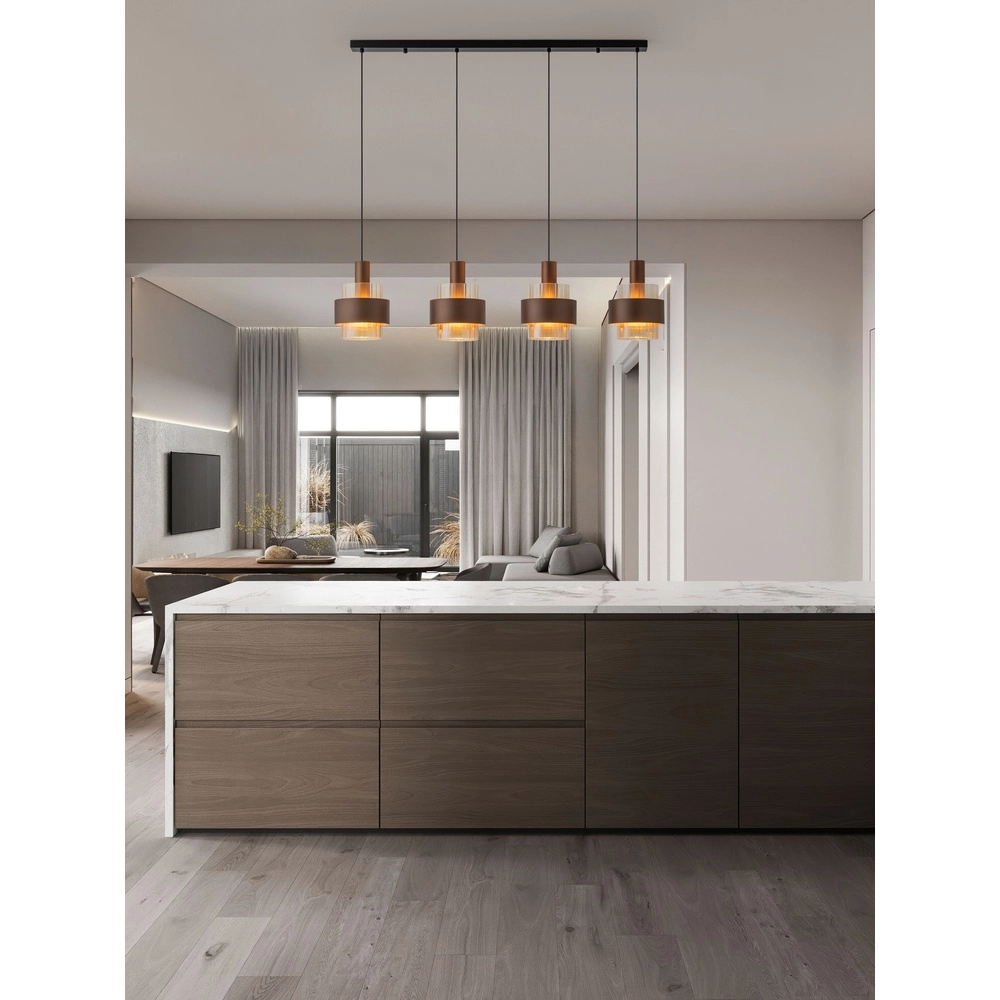 Lampe pendante moderne Serena Café marron 4 clairs