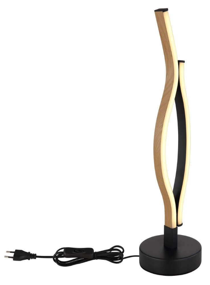 Lampe de table Geronimo noir avec du bois Globo 9007371448050