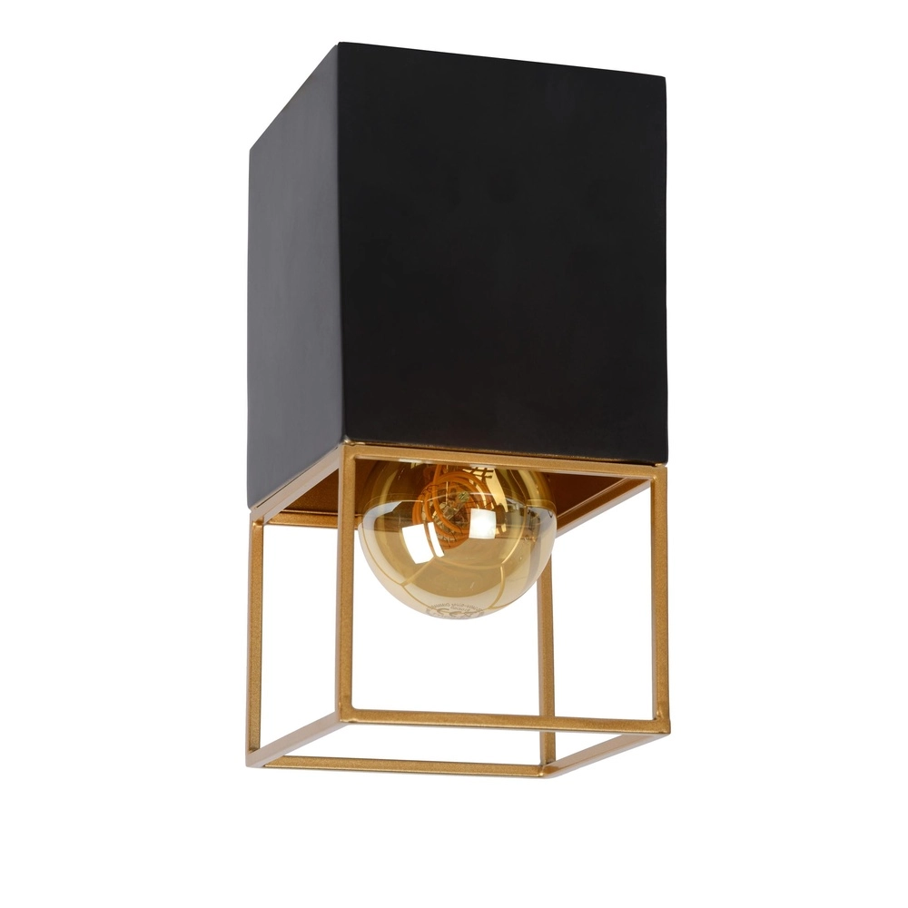 Lampe de plafond élégante Rixt Noir simple avec or