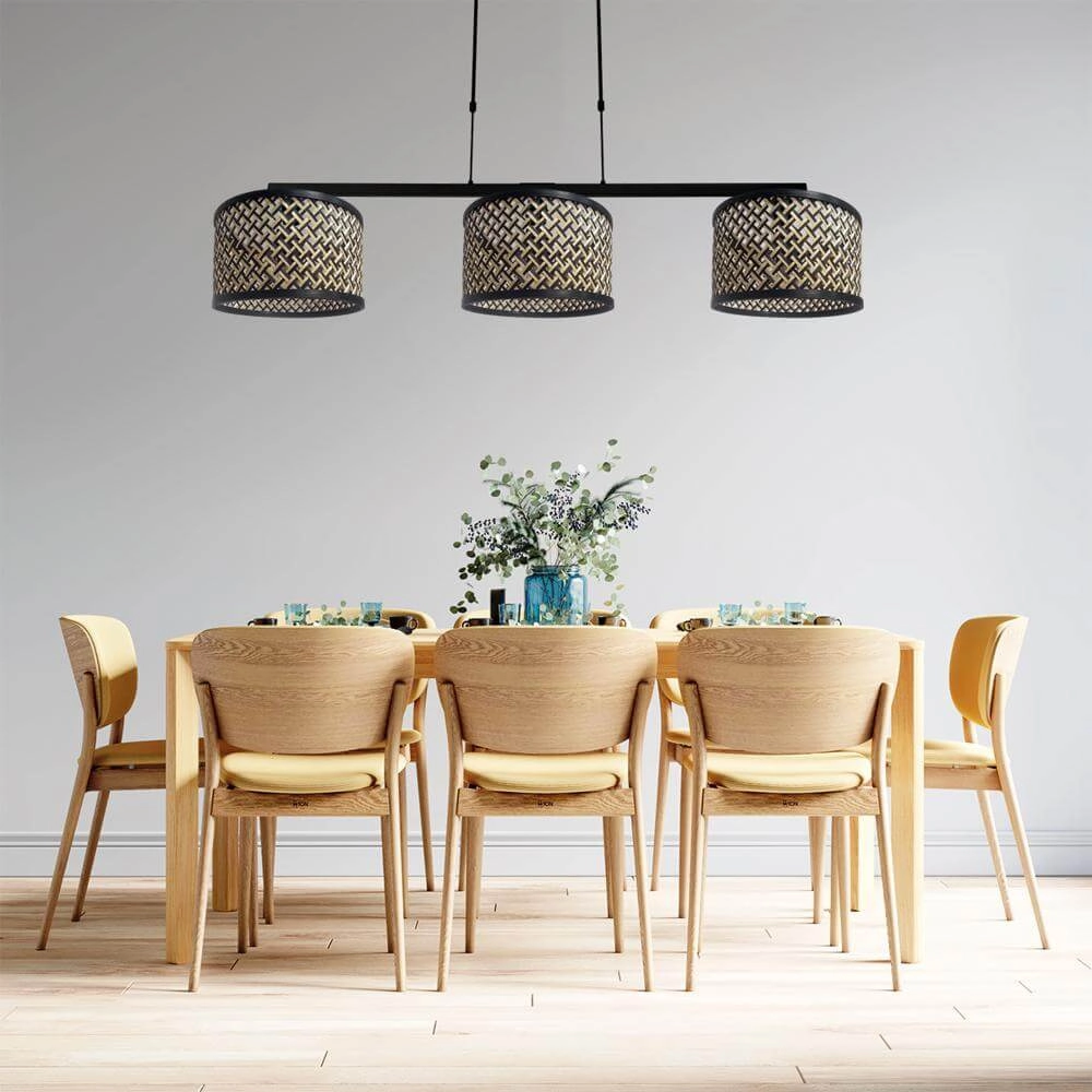 Suspension 3 lumières Stang noir avec bambou Steinhauer 8712746172423