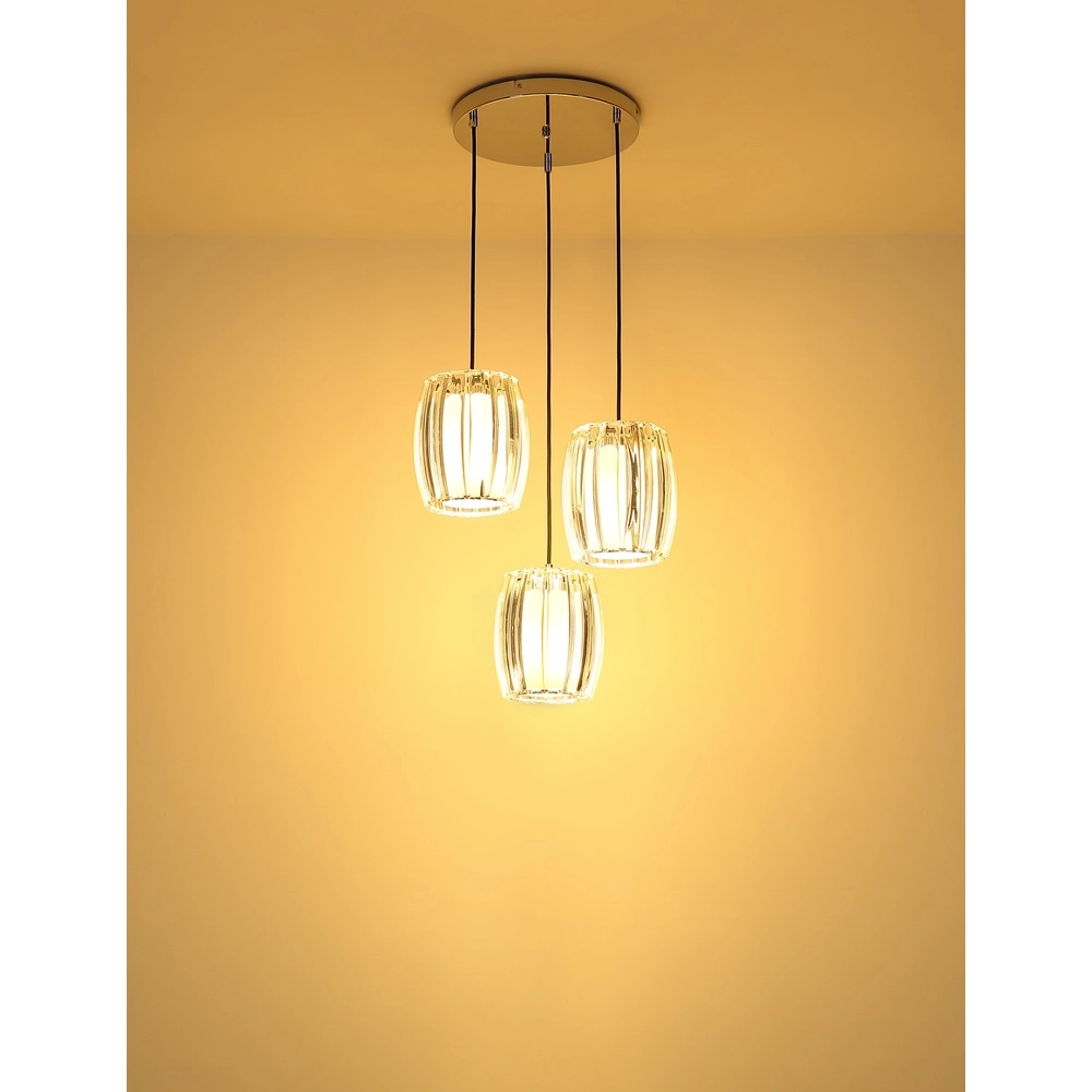 Lampe pendante à 3 lampes Maribel Projectile chromée Globo 9007371580101