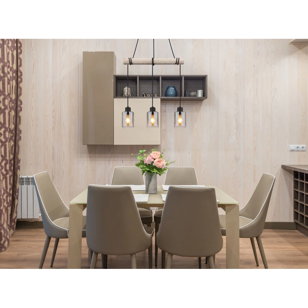 Lampe pendante à 3 lampes Hadera noir avec verre fumé Globo 9007371438419