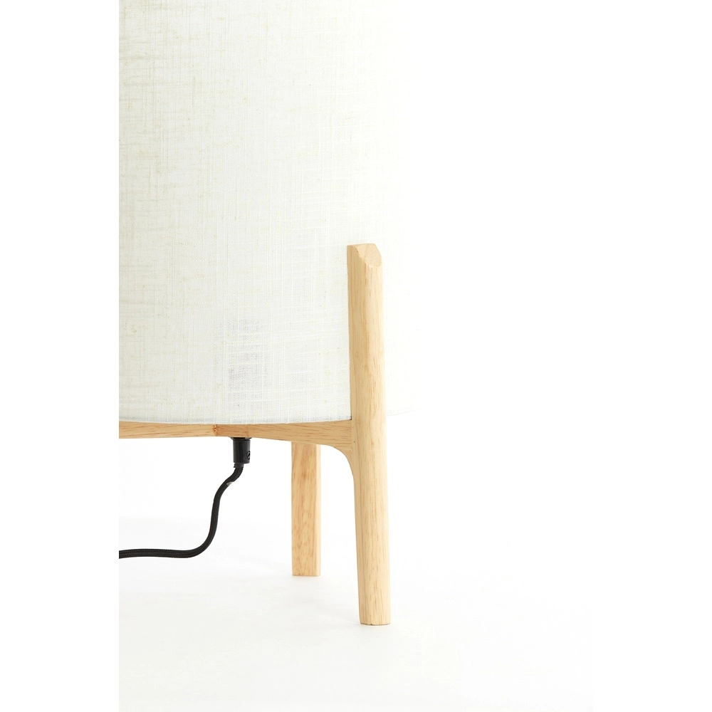 Lampe de table Litto Ø 28cm - aspect bois avec lin naturel Light & Living 8717807792701
