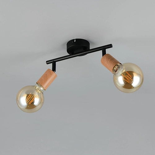 Lampe de plafond Lamego Double noir avec bois Trio 4017807670875