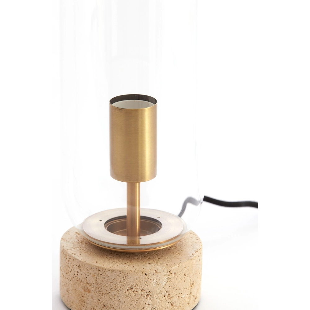 Lampe de table en verre Rylano 35 cm - avec travertin Light & Living 8717807730673