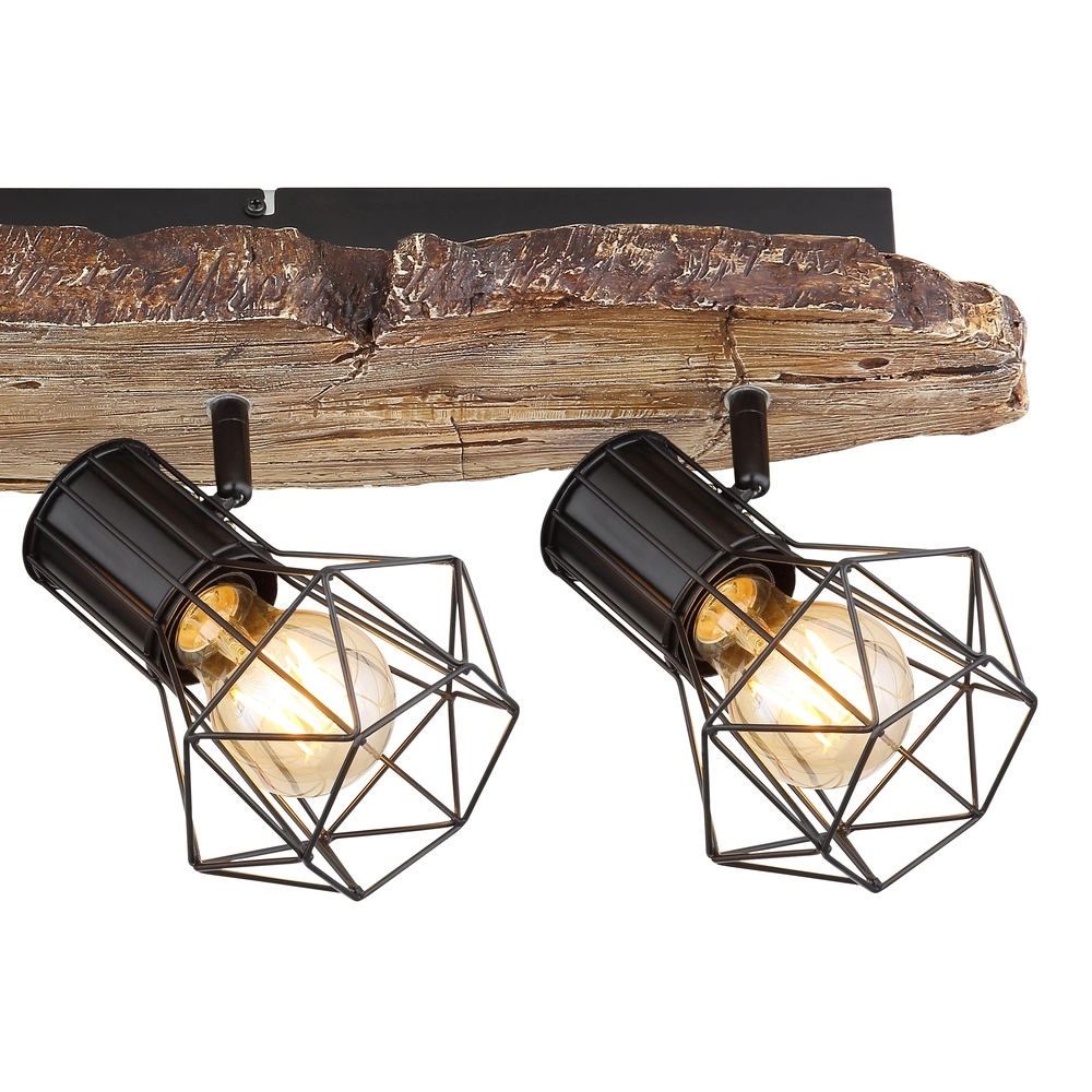 Lampe de plafond Priska 4-noir clair avec bois Globo 9007371430376