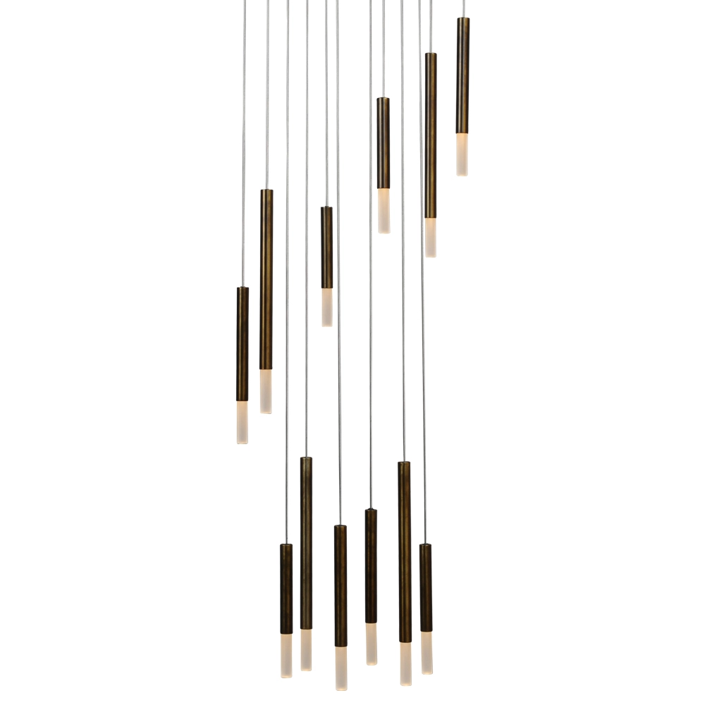 Lampe suspendue loft noire Flute Cylindres design à 12 lumières Masterlight 8718121211091