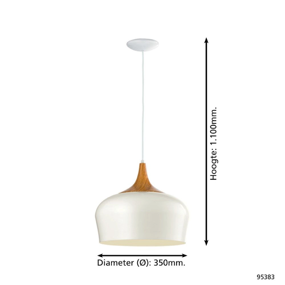 Lampe à suspension Obregon blanc avec du bois marron Eglo 9002759953836