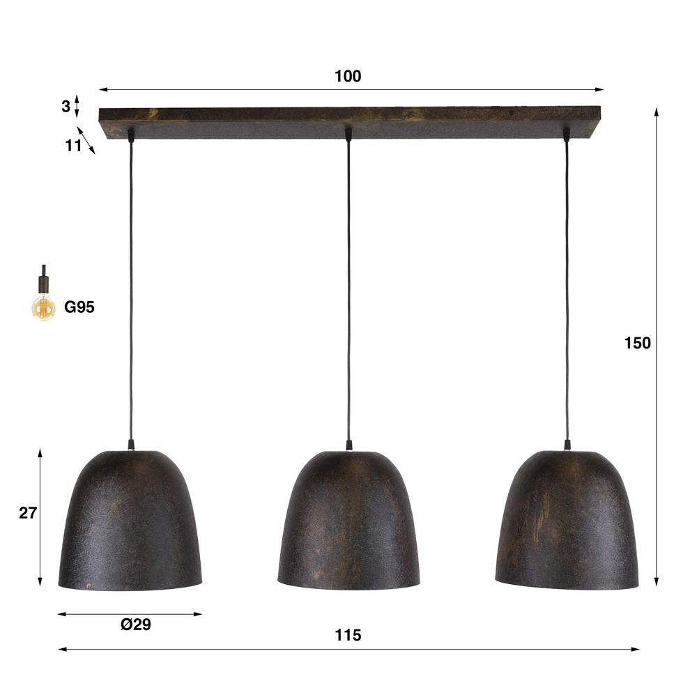 Lampe de bureau industrielle Nova 3-lumière Lyora 8716803511507