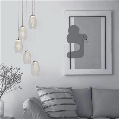 Suspension loft à 5 lumières Cyclone 5 lumières Searchlight 5053423174440