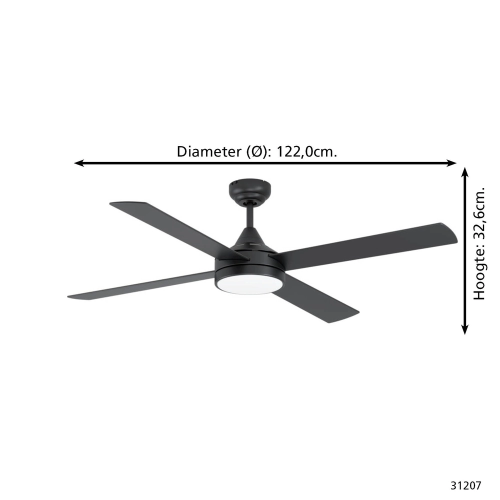 Ventilateur de plafond Trinidad avec lampe - Ø 122cm Eglo 9002759312077