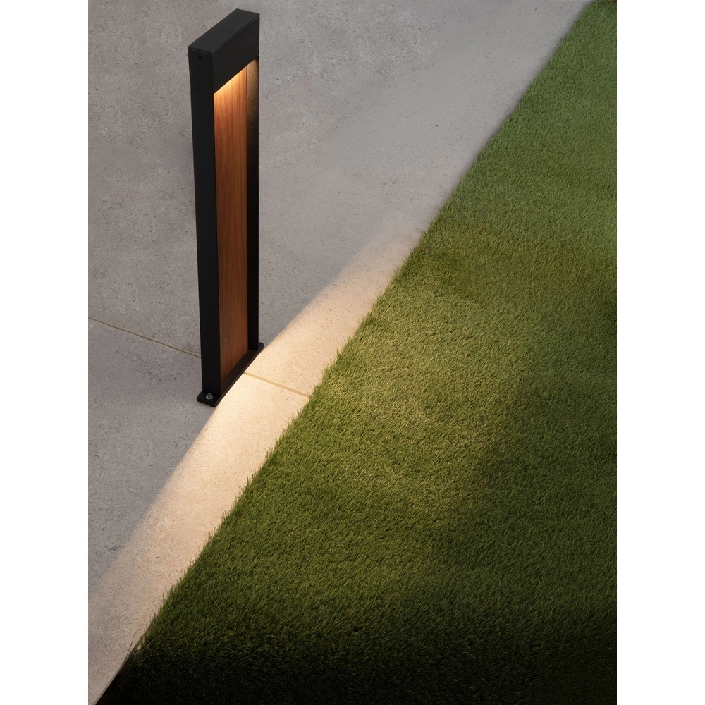 Lampe de jardin conçue Noray noir avec bois 78cm - 2700K Lyora 5212063504332