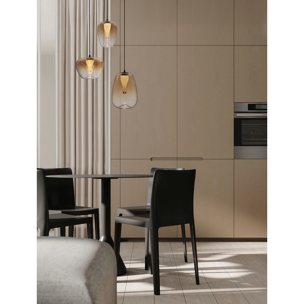 Suspension design Oblo Verre ambré à 3 lumières Lyora 5212017474131