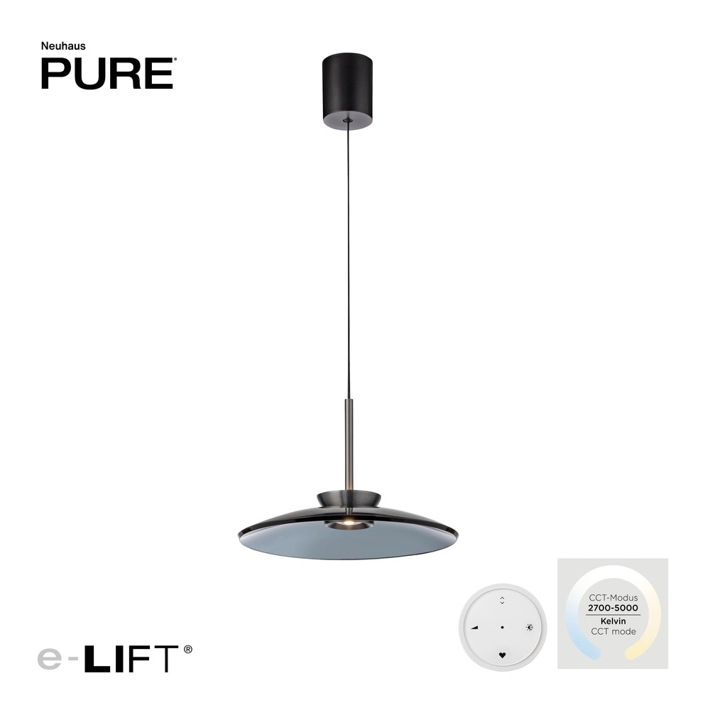 Lampe pendante Ø 50cm Pure E-Moon avec du verre fumé Paul Neuhaus 4012248386361
