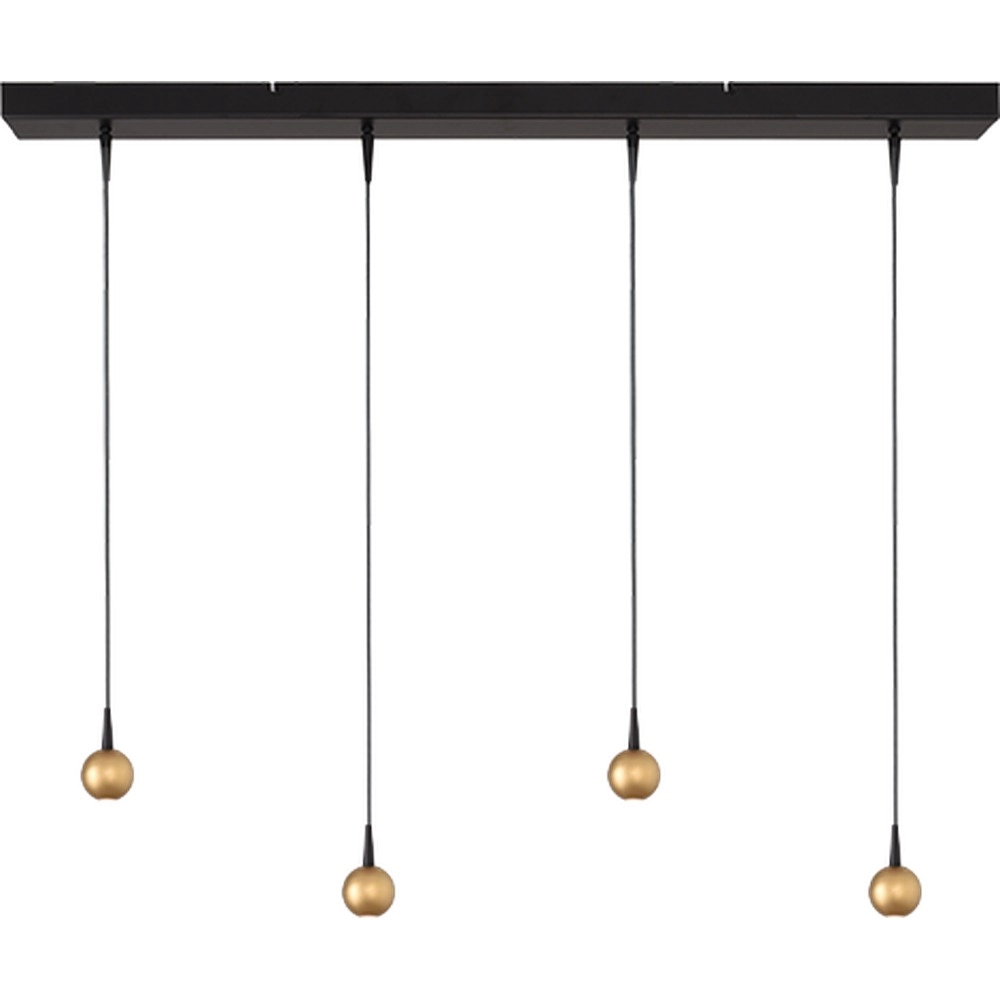 Lampe suspendue à 4 lumières Talana noir avec or Ø 6cm DTW