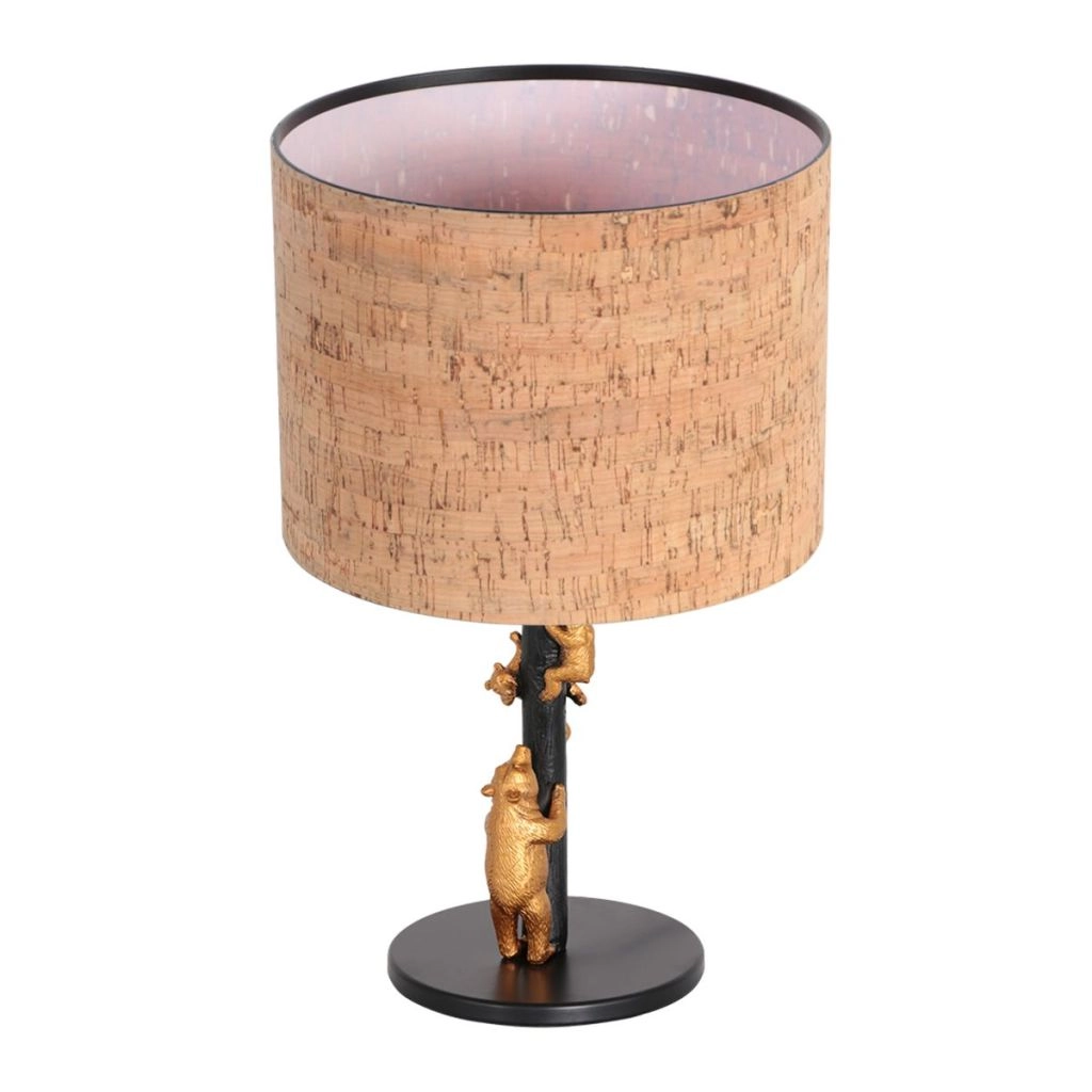 Lampe de table noire Animaux avec un chapeau en liège Ø20cm