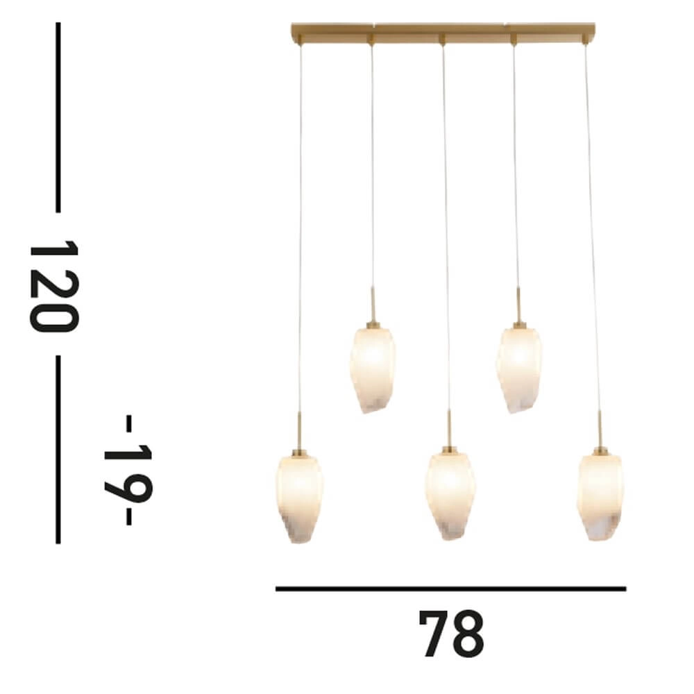 Suspension 5 lumières Rocky avec verre blanc Searchlight 5053423264240