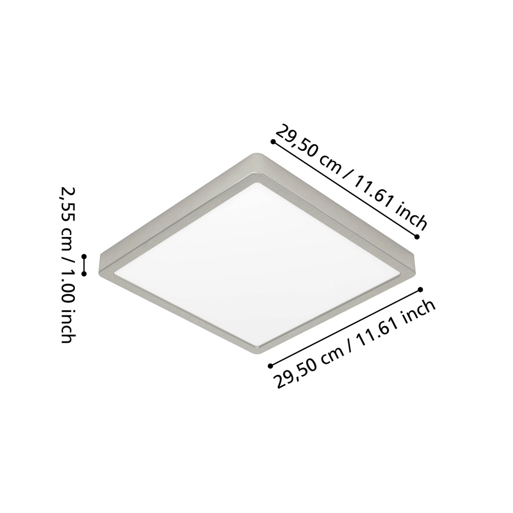 Lumière de plafond IP44 Fueva 6-Z Carré - Acier inoxydable - 29,5x29,5 cm Eglo 9008606330645