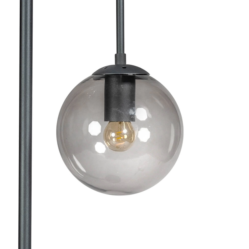 Lampadaire design Davina 3 lumières noir avec verre fumé ETH 8720195302766