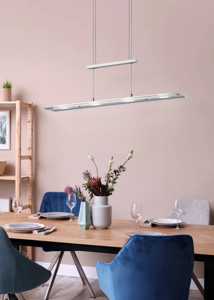 Lampe à suspension en verre Milos nickel Trio 4017807588262