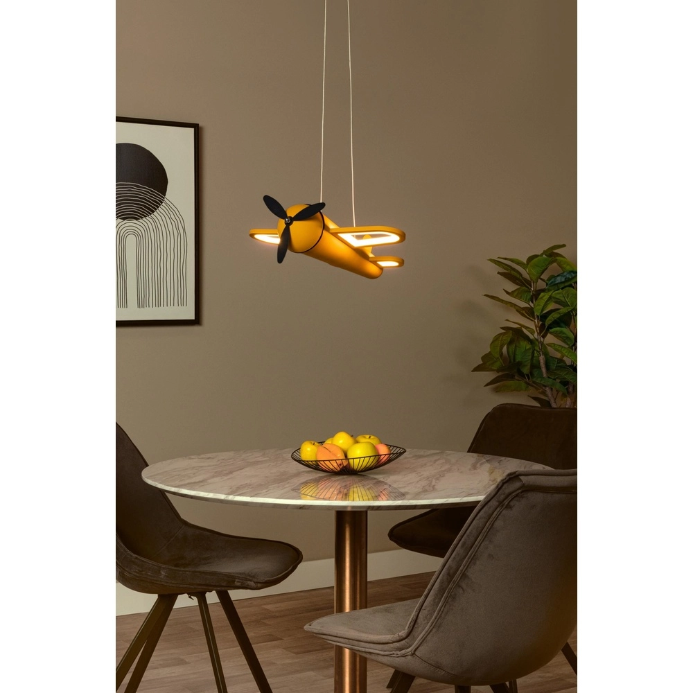 Lampe suspendue pour la chambre des enfants Fokker Jaune avion Lucide 5411212771483
