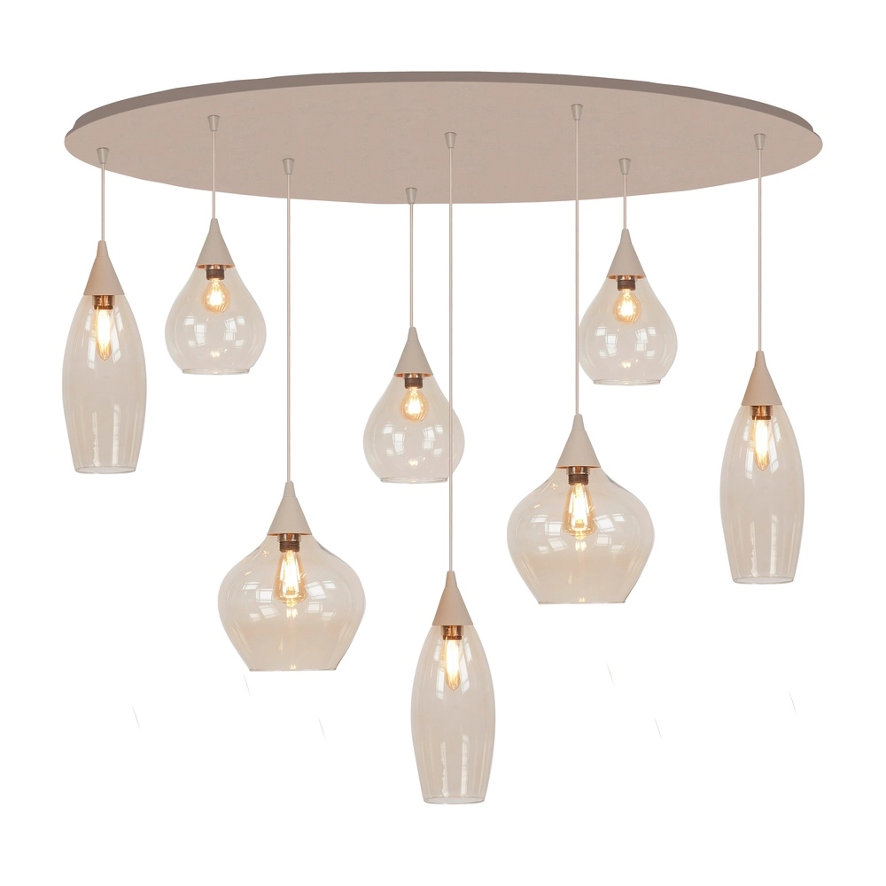 Lampe suspendue Cambio 8 feux marron sable