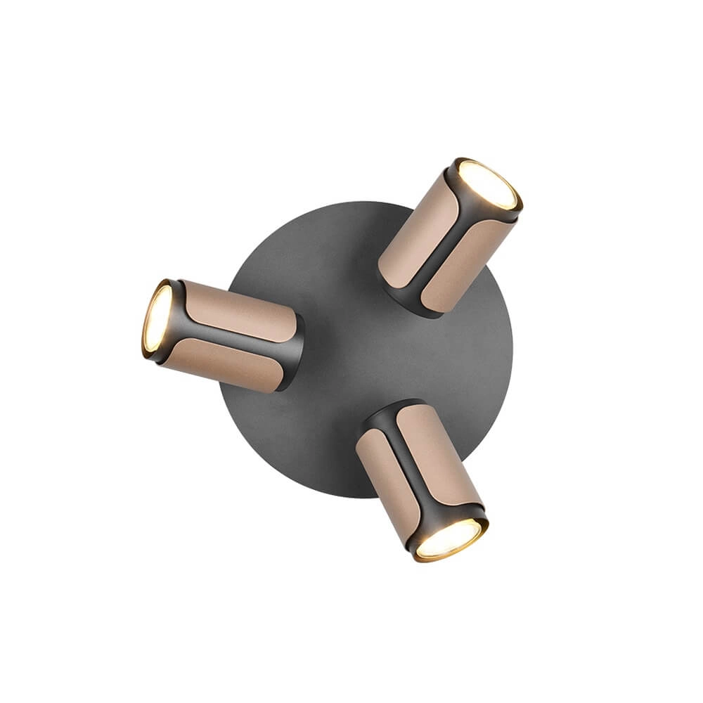 Spot apparent à 3 lumières Gillan noir avec marron Trio 4017807640441