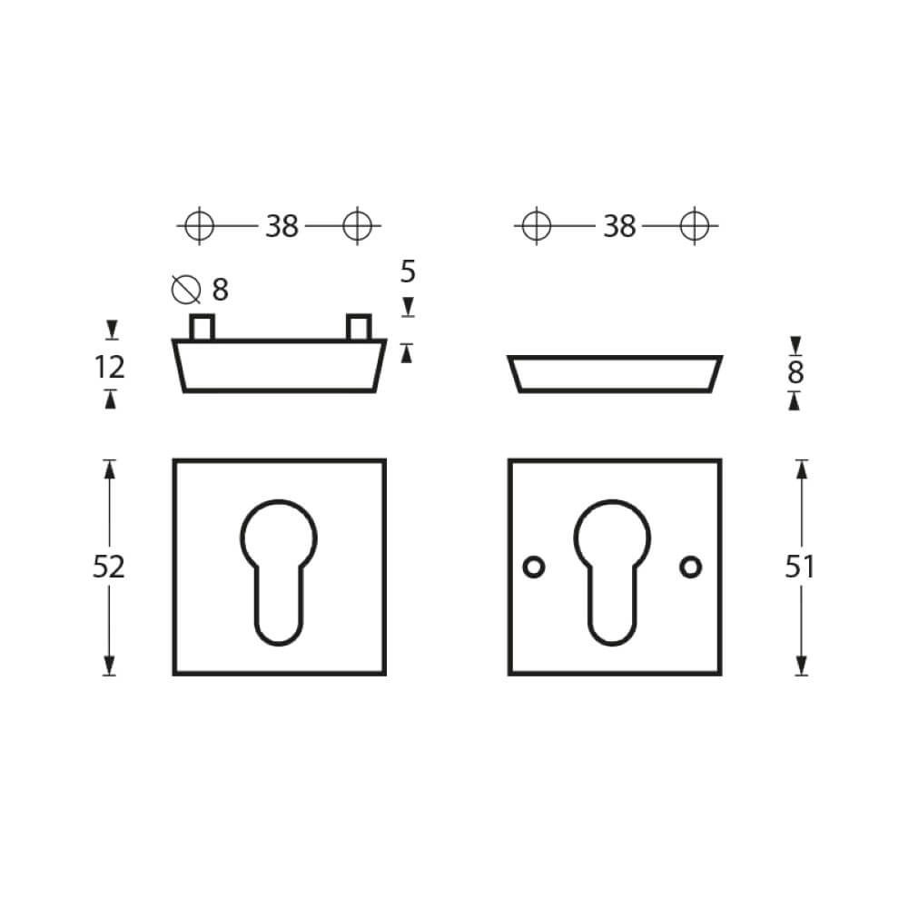 Rosace de sécurité SKG3 carré en acier inoxydable Olivari 8714186551684
