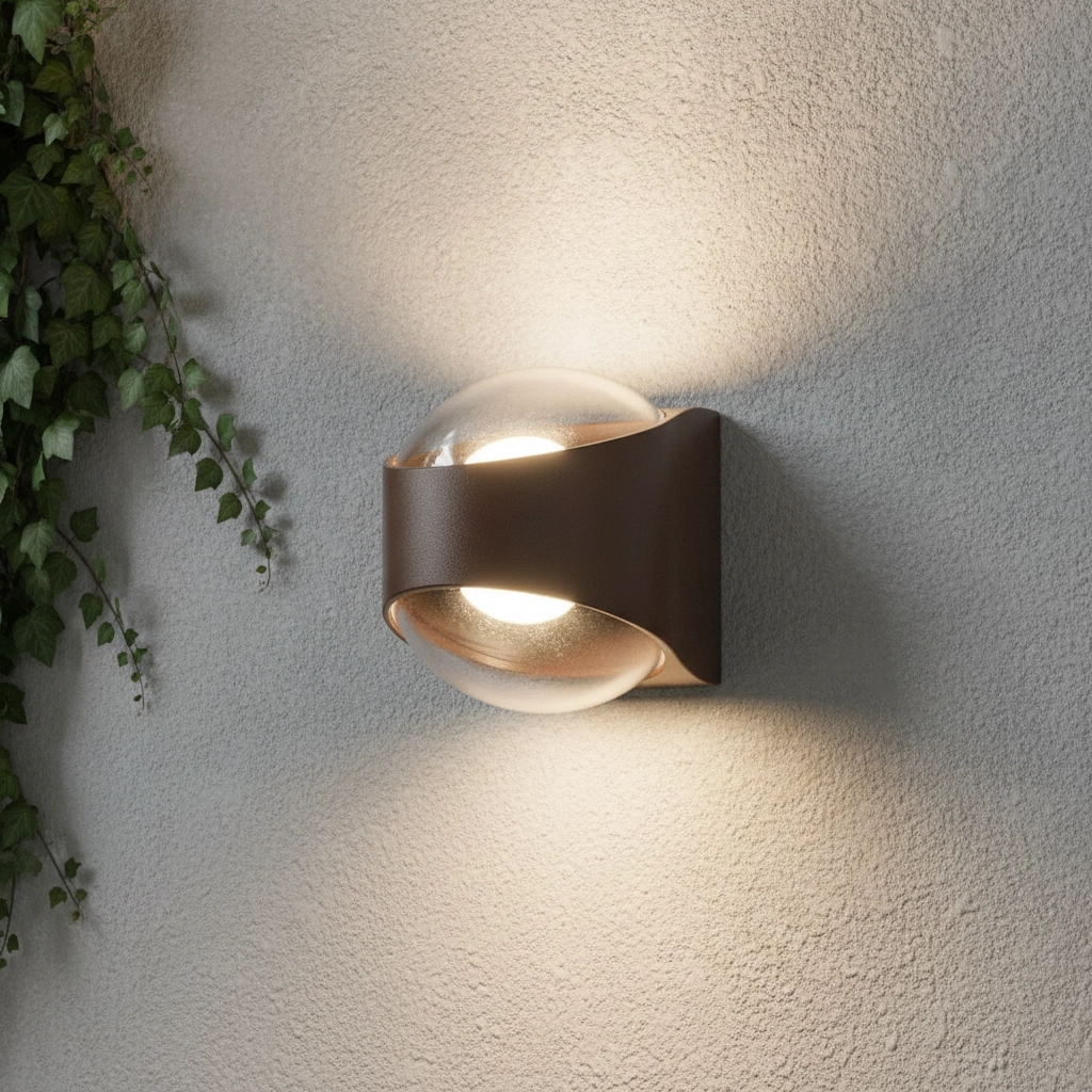 Emplacement mural moderne London Marron rouille - 2x LED