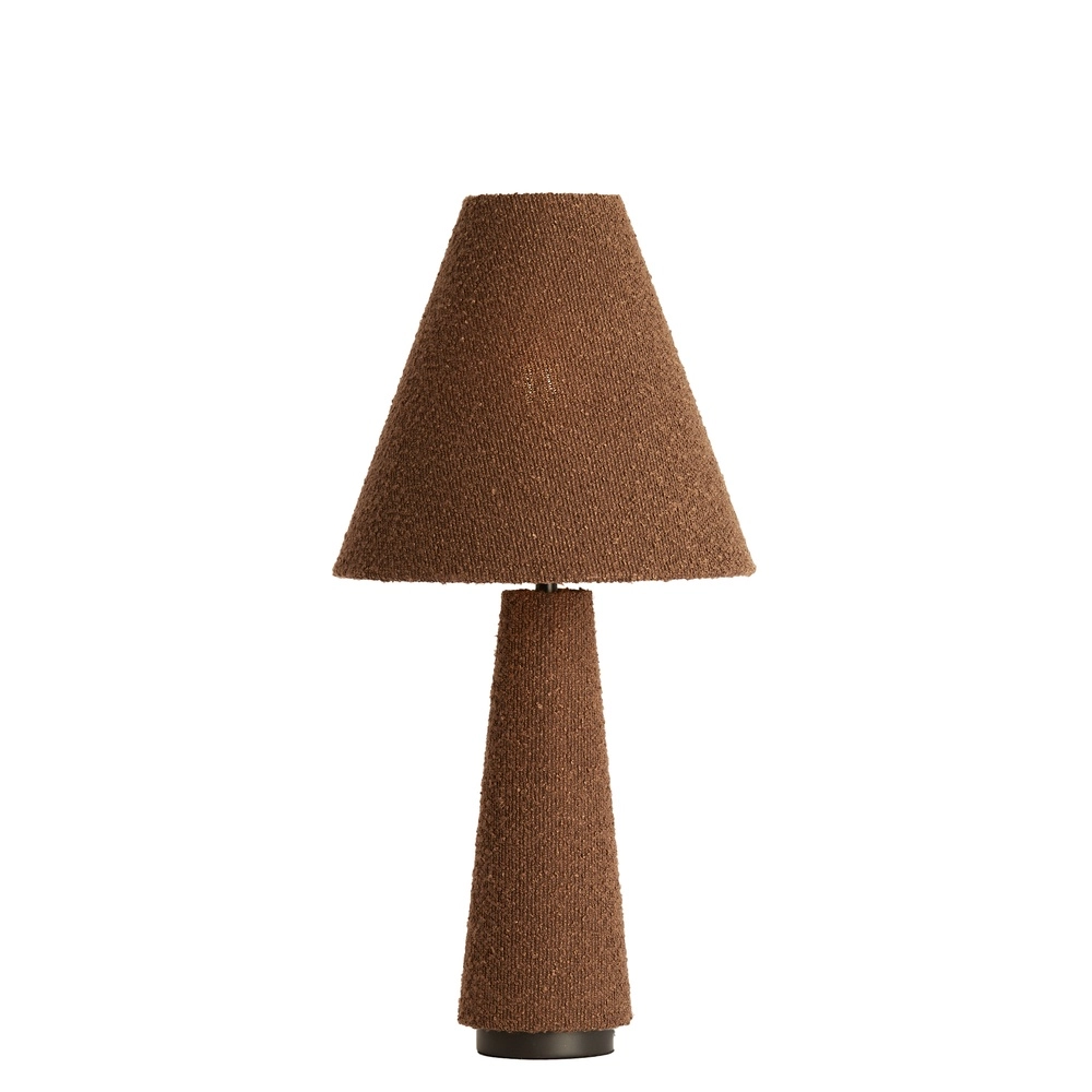 Lampe de table Devia Ø 30cm - bouclé - brun Light & Living 8717807759476