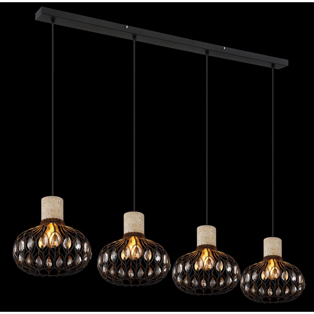 Lampe suspendue à 4 lumières Dorthy Country Black Globo 9007371572069