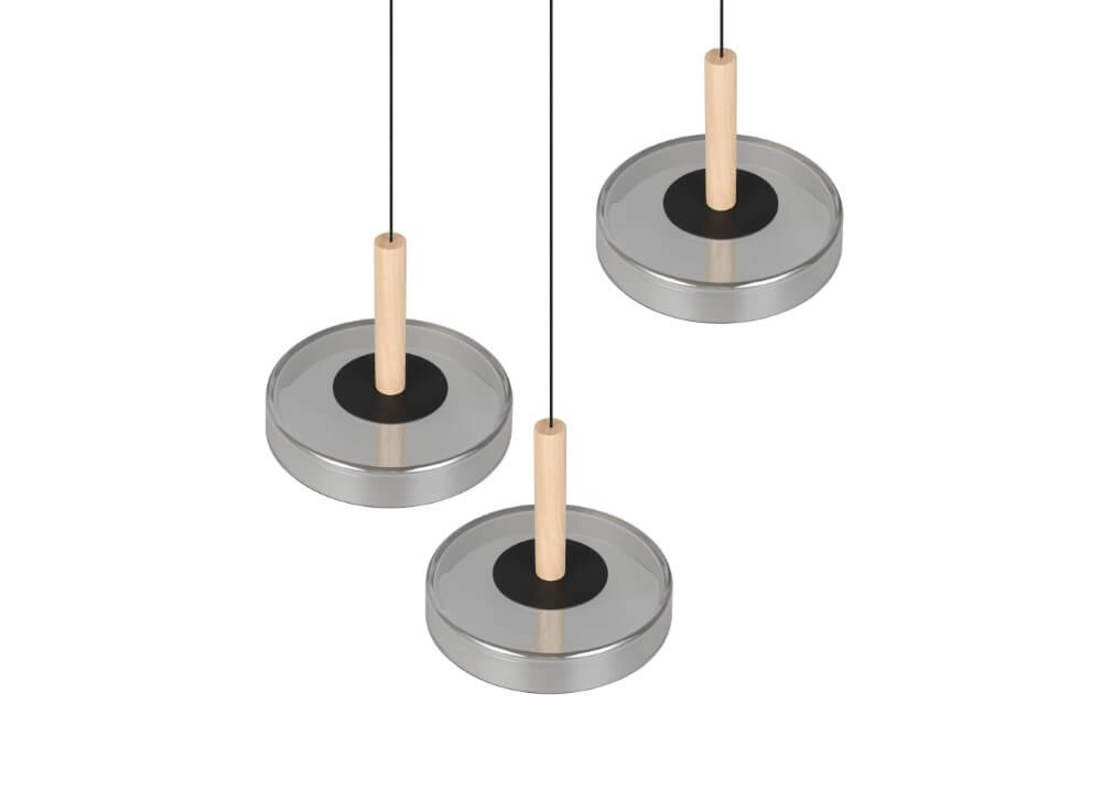 Lampe suspendue LED 3 lumières Celeste verre de fumée Trio 4017807616897
