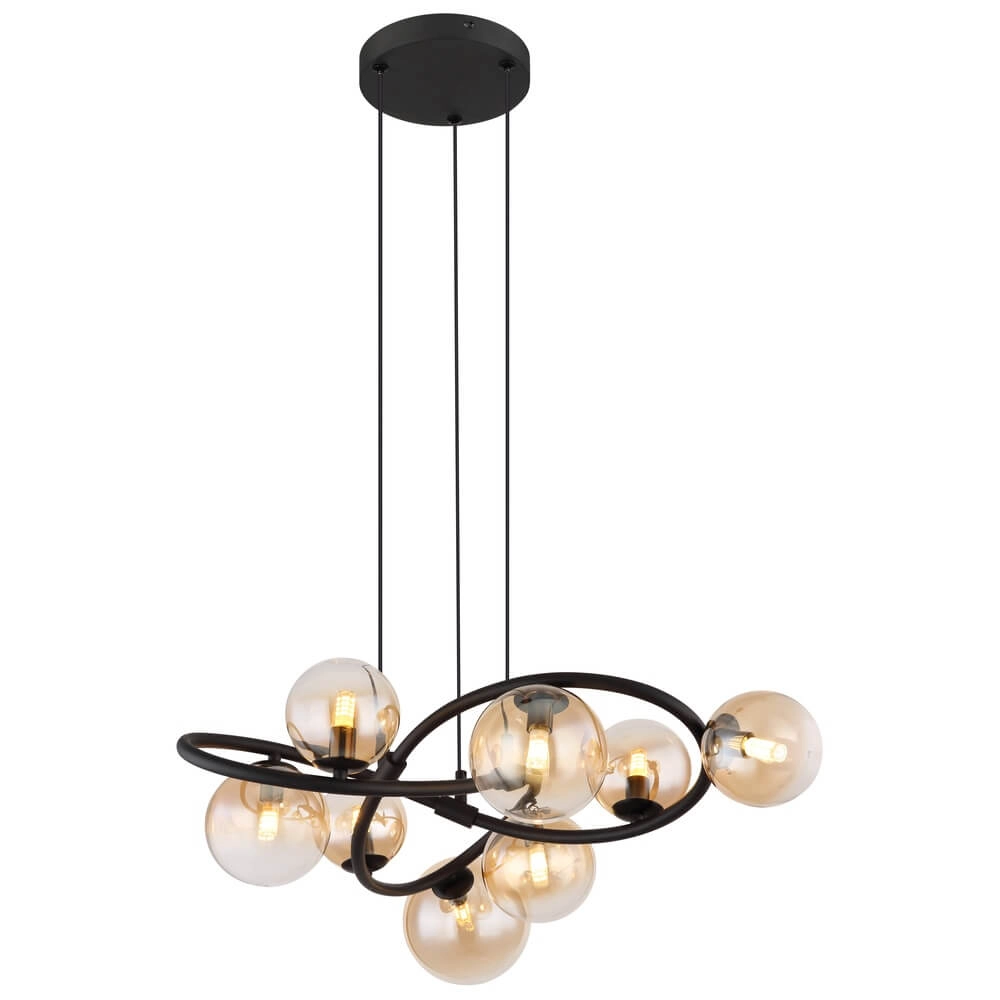 Suspension noire Tuberius Design 8-lumière Suspension noire Tuberius Design 8-lumière