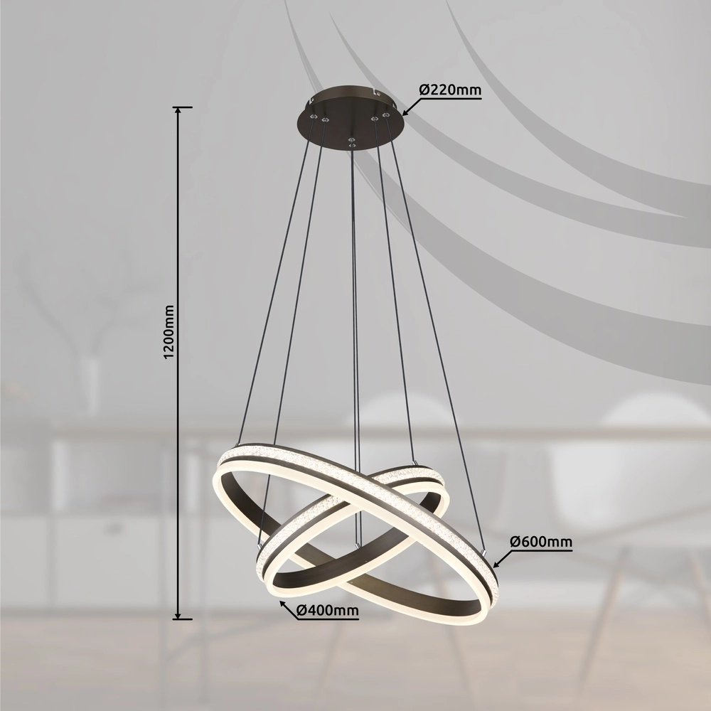 Lampe pendante de conception Grouni 2 anneaux en titane brossés Globo 9007371454990