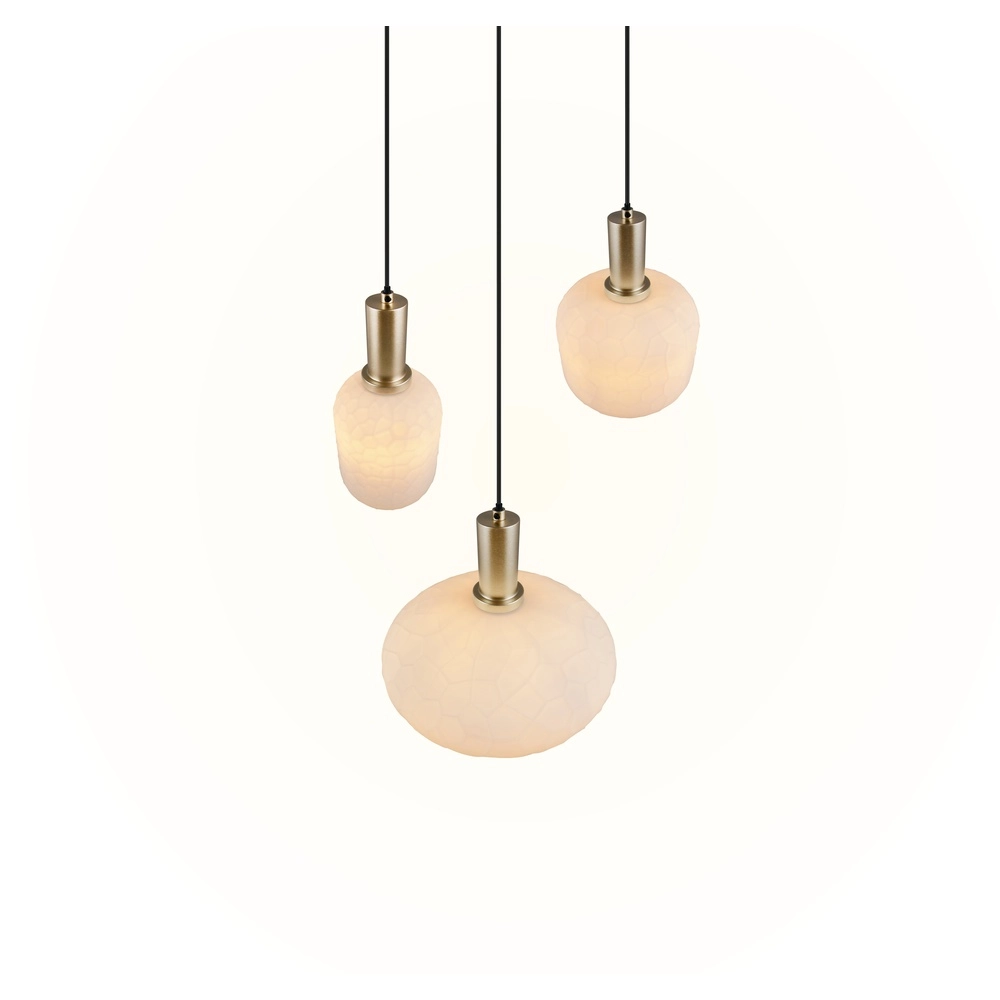 Lampe pendante à 3 lampes Emelie Or avec verre blanc Trio 4017807724318