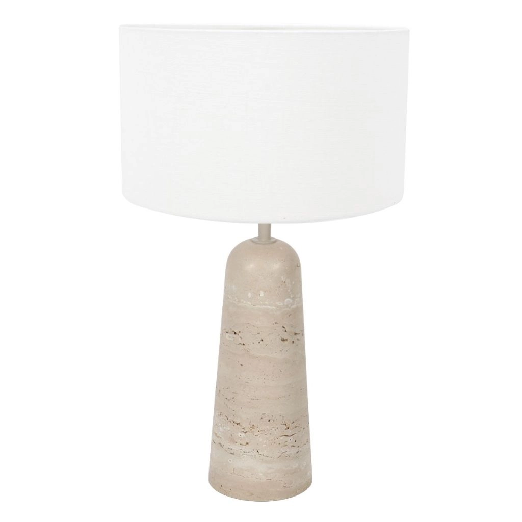 Lampe de table en pierre Travino avec une teinte blanche Ø30cm