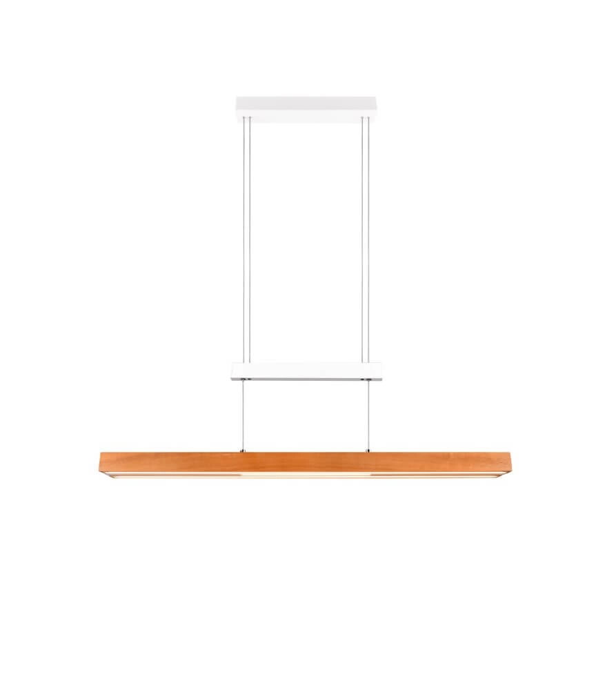 Lampe suspendue de bureau Trajan avec aspect bois et blanc Trio 4017807613018