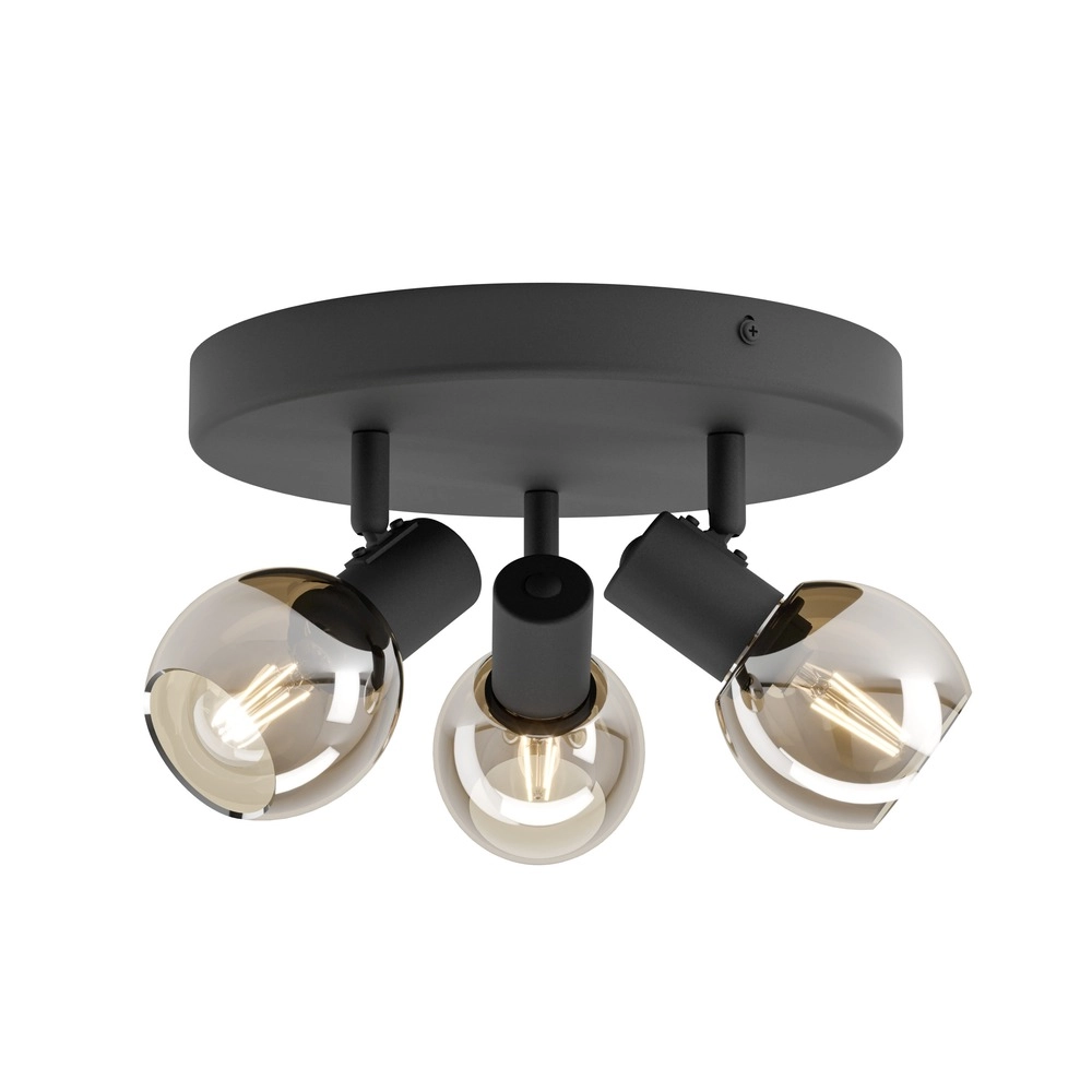 Lampe de plafond Castellazo 3 lumières noires Ø 25cm
