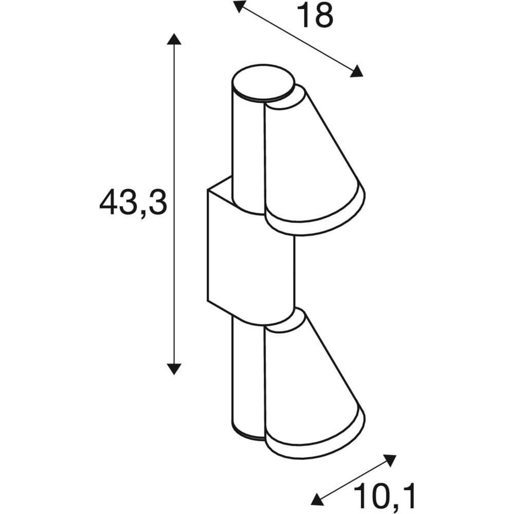 Applique murale design T-Tube WL Double noir SLV 4024163291606