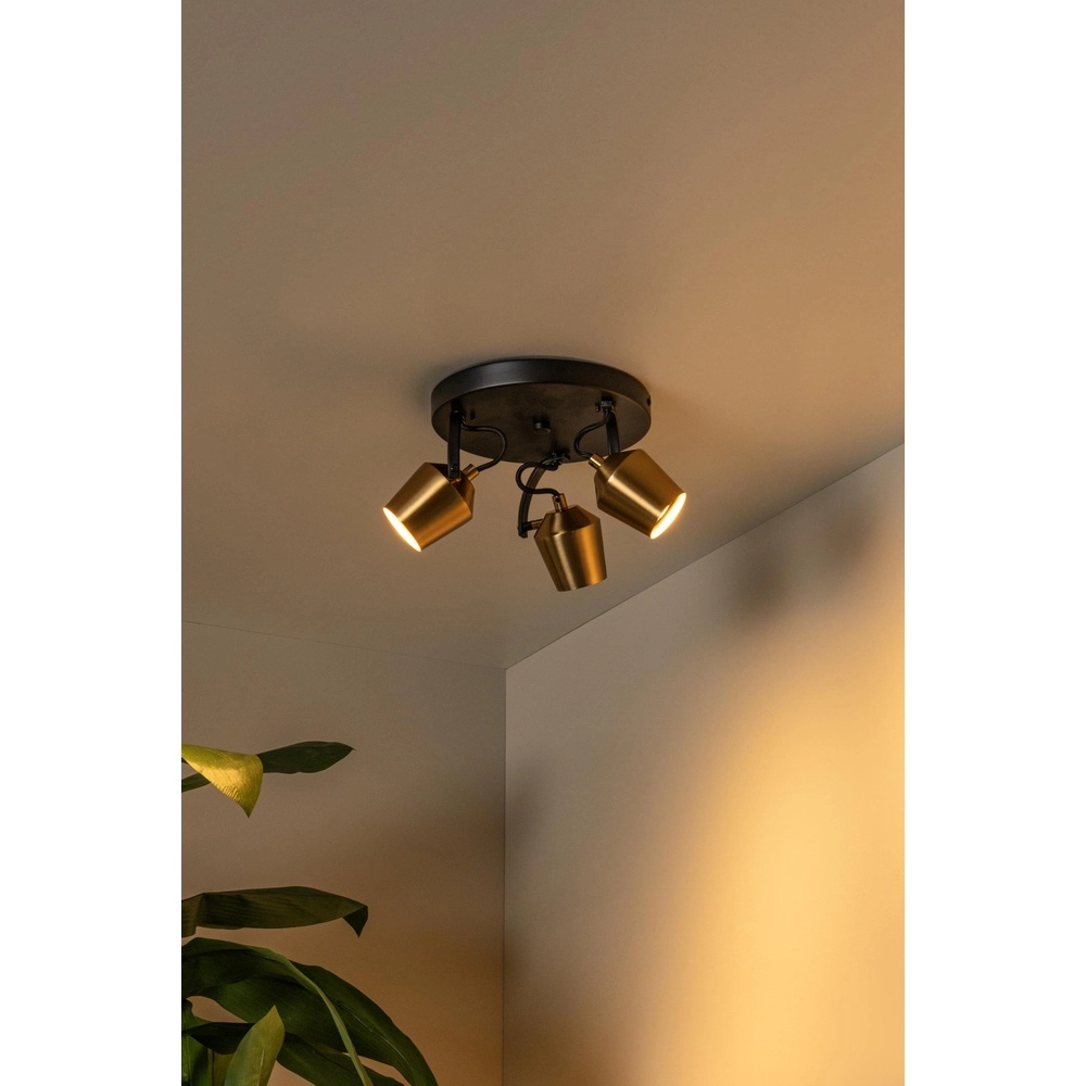 Lampe de plafond à 3 lumières Emile noir avec or Lucide 5411212510099