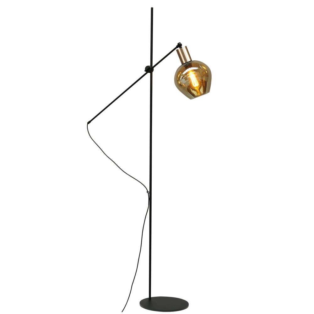 Lampadaire noir Bounty réglable avec verre rond