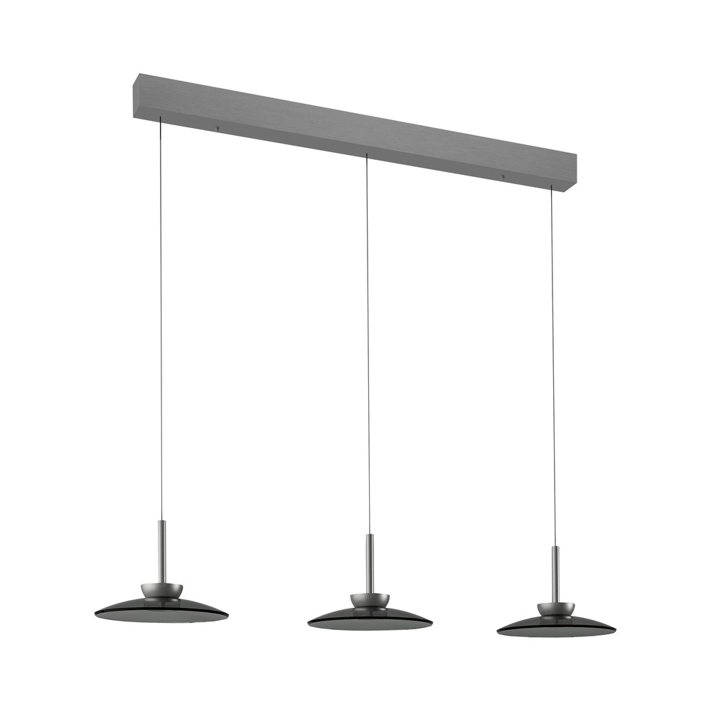 Lampe suspendue de table de salle à manger 3L Pure Moon Plaqué platine avec verre fumé Paul Neuhaus 4012248386309