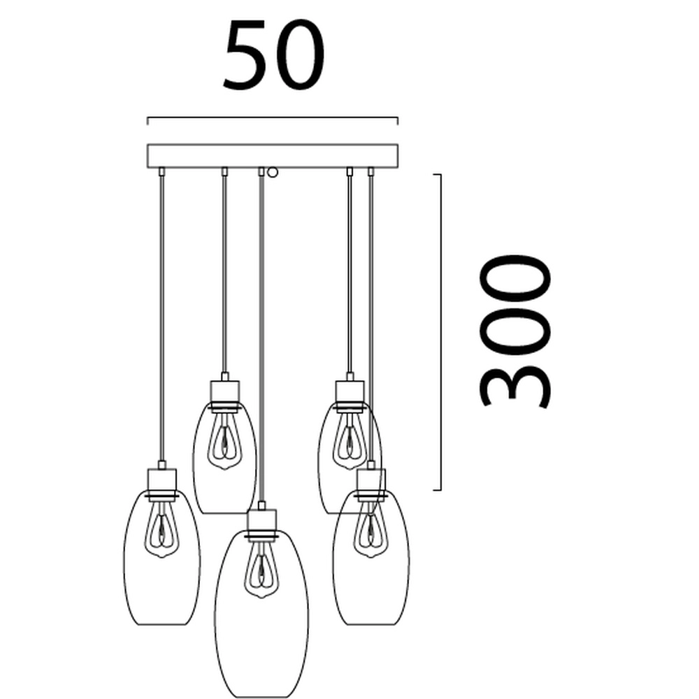 Lampe pendante Vide Olive avec 5 verres - sable - Ø50cm Masterlight 8718121394169