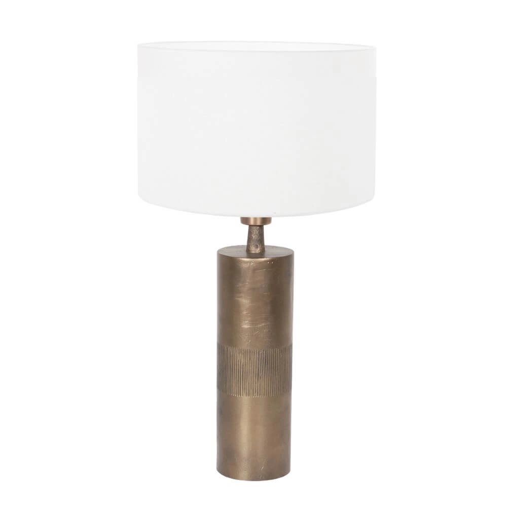 Lampe de table chic Bassiste R avec abat-jour en lin blanc