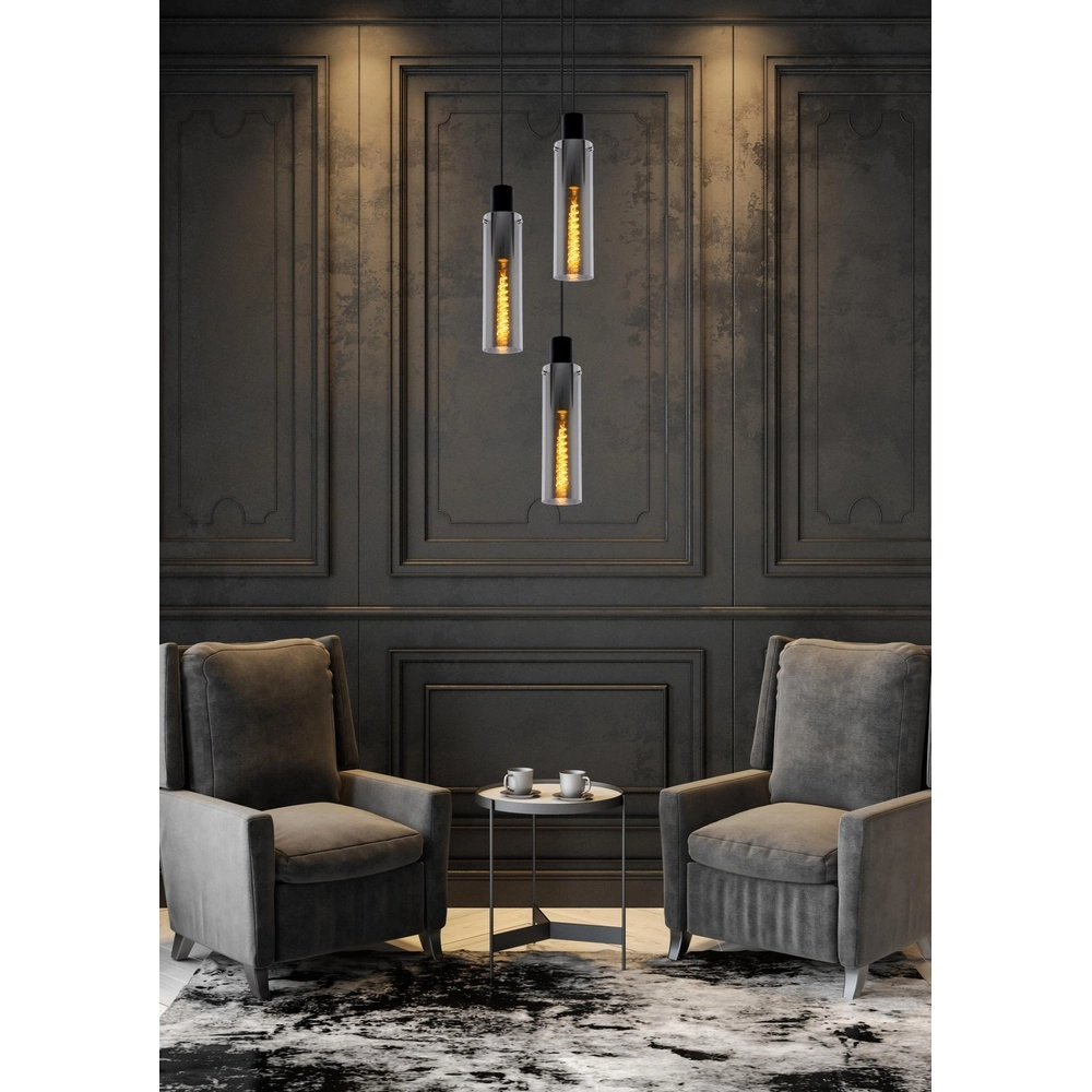 Lampe pendante à 3 lampes Orlando Verre fumé Lucide 5411212740731