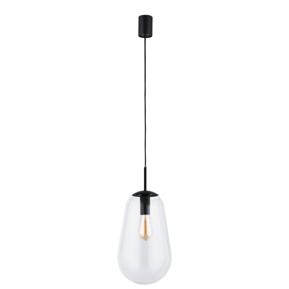 Lampe suspendue Ø 22cm Pear Medium noir avec verre transparent Lyora 5903139779890
